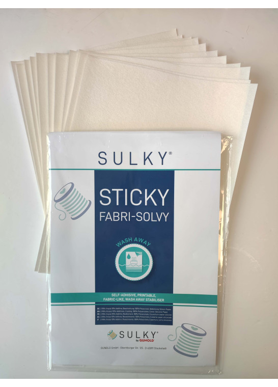 STICKY FABRI-SOLVY SULKY - 150g/m² - Papier hydrosoluble imprimable et autocollant SULKY by GUNOLD | Le Fil de vos Idées