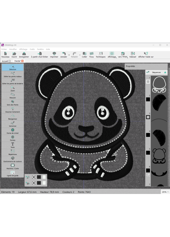 Programme broderie Panda  | Le Fil de vos Idées
