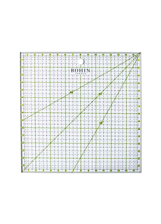 Règle carrée patchwork robuste 16cm x 16cm BOHIN | Le Fil de vos Idées