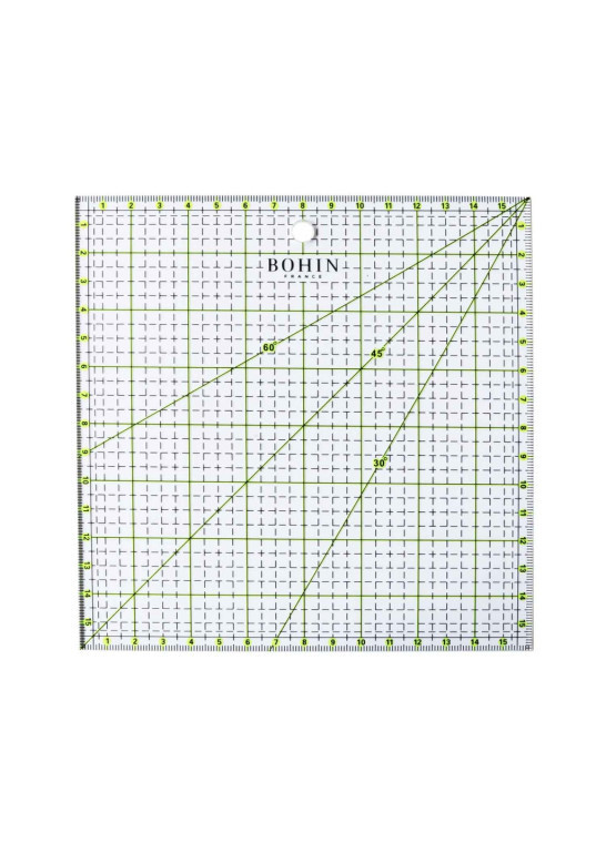 Règle carrée patchwork robuste 16cm x 16cm BOHIN | Le Fil de vos Idées
