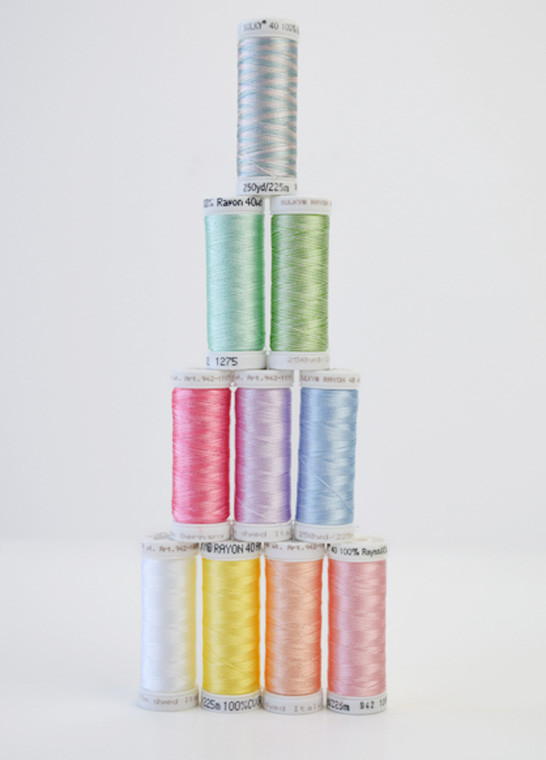 Assortiment de 10 bobines RAYON Pastel SULKY by GUNOLD | Le Fil de vos Idées